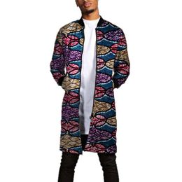 -Мужские куртки нигерийская мода мужская длинная куртка африканская припечатка классическая стенд воротнич