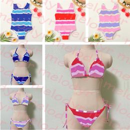 Gradient Colour Swimsuit Kids One Piece Swimwear Sexy Women Bikini Set Vacation Mom Daughter Letter Swimwear