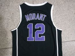 Basketball Jersey NCAA College 12 morant men black jersey Size S M L XL XXL