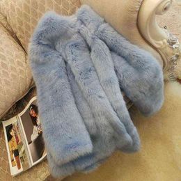 2020 winter women fashion water blue elegant faux fur coats ladies brief loose fake fur jackets A314 T220810