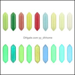 Stone Loose Beads Jewellery Luminous Hexagon Prism Reiki Healing Chakra Ornament Quartz Mineral Crystal Tumbled Gemstone Home Deco Dha2M