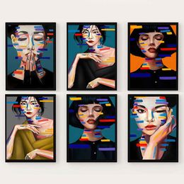 Modern Woman Watercolour Oil Painting Bedroom Woman Portrait Painting Canvas On The Wall Art Picture Living Room Home Decoration