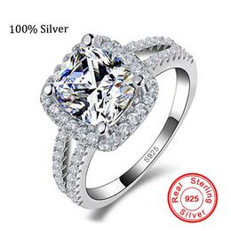 real silver rings womens NZ - Fine Jewelry Real 925 Sterling Silver Ring for Women Cushion Cut Engagement Wedding Ring Jewelry N60311N