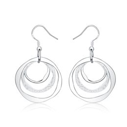 925 Silver color dangle Earrings for Women party Jewelry personality Three circle Earrings fashion Christmas Gifts