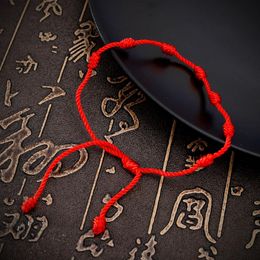 Charm Bracelets Handmade Lucky Red String Bracelet Amulet 7 Knots Protection Rope Man Women Gift WholesaleCharm