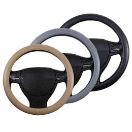 Car Steering Wheel Cover 3 Colour Options For 3738 Cm 145 "15" M Size Foaming Pressure Hole Fashion Steering Wheel Cover J220808