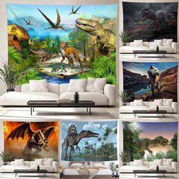 Dinosaur Tapestry Carpet Psychedelic Yoga Throw Beach Hippie Home Decor Wall Rugs Blanket J220804