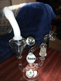 7.9inchs beaker base Water bongs Smoke Pipe Hookahs Heady Glass Dab Rigs Recycler Bong Cigarette with 14mm banger