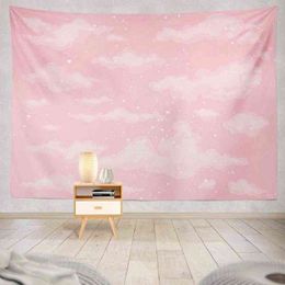 Pink Sky Tapestry Decor Cute Cloud Air Background Beauty Bright Day Wall Hanging Rugs For Room tapiz J220804