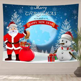 Cute Cartoon Cheerful Chiristmas House Decor Wall Rugs J220804