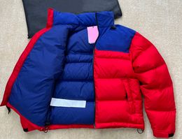 Blue Red Parka Puffer Down Coat Jacket Embroidery Pattern Men Women Outwear Winter Warm