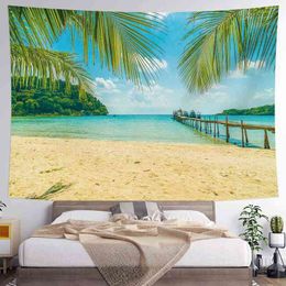 Beach Palm Summer Styel Holiday Scenery House Decor Wall Tapestries J220804