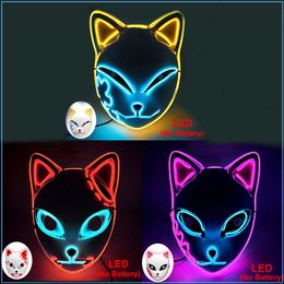Demon Slayer Glowing Mask Kimetsu No Yaiba Characters Cosplay Costume Accessories Japanese Anime Fox Halloween LED Masks