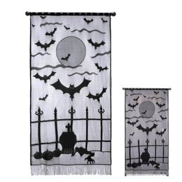 Curtain & Drapes Halloween Bat Door Black Lace Bats Curtains Panel Decor For Window Decorations 40 X 82Curtain DrapesCurtain