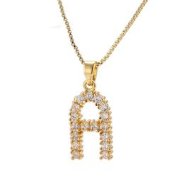 Chokers Trendy Cubic Zirconia Crystal Gold Colour Inital Letter Pendant Necklace Luxury Design Charm For Women And Girls JewelryChokers