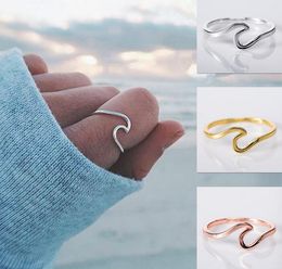 Ocean Wave Rings Simple Dainty 925 Sterling Silver Thin Wave Ring Summer Beach Sea Surfer Personality Jewellery