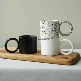 Nordic Mugs With Big Round Handle Ceramic Creative Splash-ink Cups Large For Coffee Tea nique Gift For Mother Friends Home Decor T220810