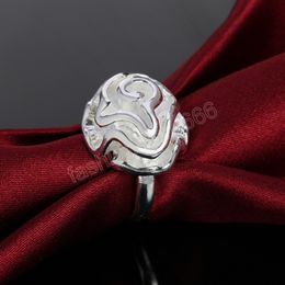 925 Silver Colour Jewellery Rose Flower Finger Ring for Women Size 7 8 9 Fashion Wedding Jewellery gifts