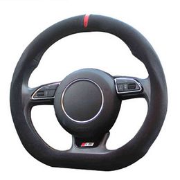 D Shape Car Steering Wheel Cover For Audi Tt A3 Q5 R8 RS5 RS7 S3 S4 S5 D Type Steering Wheel 4 Seasons AntiSlip Protector Wrap J220808