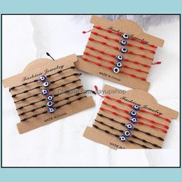 Charm Bracelets Jewellery 12Pcs/Set Turkey Blue Evil Eye Bracelet Women Handmade Rope Chain Girl Party Gift Dhkcs