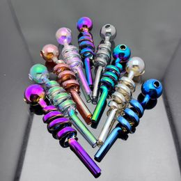 Glass Smoking Pipe Water bongs Electroplating colorful multi spiral glass smoke pot pipe