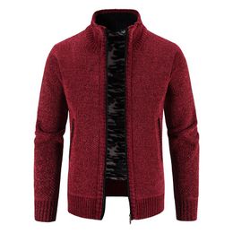 Men's Sweaters Autumn And Winter Fleece Thickened Men's Sweater Coat Stand Collar Zipper Cardigan CoatMen's