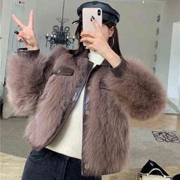 Short Faux Fur Jacket Autumn Lapel Fashion Parker Female Fur Coat Loose Elegant Buttons OverCoat Warm Winter New Fashion T220810