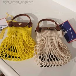 knit tote bags UK - 2022 Summer Mini Fishnet Women Handbags Brand Designer Hollow Woven Tote Bag Luxury Handmade Knit Crossbody Bag Shopper Purse W220812