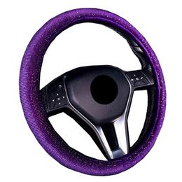 Fashion Car Steering Wheel Cover Wrap 4 Colours Rhinestone Woman Girl Beautiful For 3738 Cm 145 "15" Car Brains On Steering Wheel J220808