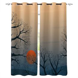 Curtain & Drapes Winter Morning Misty Nature Grommet Top Curtains For Living Room Bedroom Kitchen Window Treatments Home Decoration DrapreCu