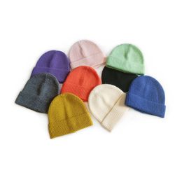 M453 Autumn Winter Hat For Kids Knitted Candy Colour Skull Caps Children Warm Beanies Boys Girls Casual Hats