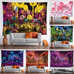 Mushrooms Colourful Wall Carpet Bedroom Living Room Decoration Nature Background Cloth Home Decor Mural J220804