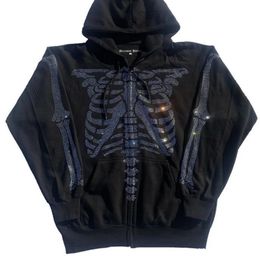 Skull Head Hoodie Sweatshirt Loose Hooded Pattern Zipper Autumn Casual Jacket Womens Tops 220811