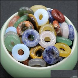 Stone Loose Beads Jewelry Natural Crystal Semi-Precious Turquoise Rose Quartz 15Mm Peace Buckle For Necklace Ring Dh7Dm