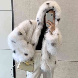 New Winter Women's Furry Thick Coat Fashion Women Long Sleeve Loose Warm Faux Fur Jacket Female Hooded Short h Outwear K129 T220810