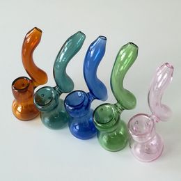 New Design 4 Inch Mini Bubbler Pipes Colourful Heady Glass Oil Burner Pipes With Circle Shape Smoking Water Bongs Tools Dab Rigs