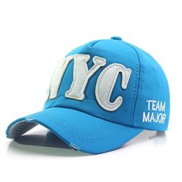 -Blue NYC Letters bestickte Baseballmütze Frauen gewaschen Baumwollverstellbare Caps Casual Sun Hut Papa Hüte 5660 cm 220811