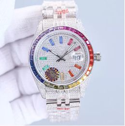 Armbanduhren-Set, klassische Diamant-Herrenuhr, automatische mechanische Uhr, Edelstahlarmband, 41 mm, hochauflösender, wasserdichter Dign-Saphir-HLJ4