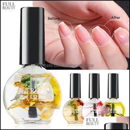 Nail Treatments Art Salon Health Beauty New Cuticle Oil Treatment Dry Flower Natural Nutrition Liquid Soften Agent Nails Dh4Qh