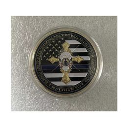 Thin Blue Line Souvenir gift Coin Police Officer's Prayer Peacemaker US Flag Gold Plated Commemorative Challenge Coin.cx