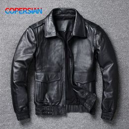 COPERSIAN Plus Size 8XL Mens winter Men Classic A2 Cowhide Coat Genuine Leather Jacket Quality 220811