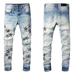 Designer Jeans Mens Denim Embroidery Pants Fashion Holes Trouser Us Size Hip Hop Distressed Zipper Trousersidc3