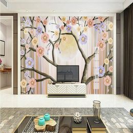 3d Wallpaper For Living Room Simple Modern Abstract Tree Background Wall Painting Mural Silk Paper Nonwovens Wallpapers1