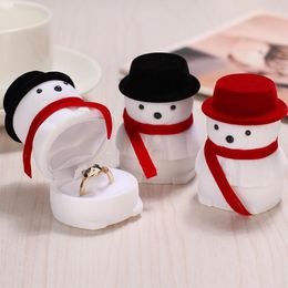 Jewelry Pouches Santa Claus Snowman Shape Ring Box Velvet Earring Container Year Wedding Party Gift Holder For Wife Husband