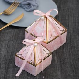 Gem Tower Bronzing Candy Small Cardboard Wedding Card DecorationPaper Gift Box Packaging Event & Party Supplies 220811