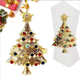 Christmas Tree Napkin Ring Golden Button Rings El Table Supplies Circle Gift Decorations1