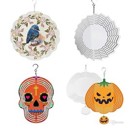 10 INCH Blank Sublimation Wind Spinner Decoration Metal Painting Metal Ornament Double Sides Sublimated Blanks DIY Christmas Party Gifts Halloween