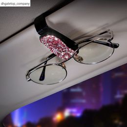 New 1X Car Vehicle Sun Visor Sunglasses Eyeglasses Glasses Holder ABS Clip Credit Card Package ID Storage Bag with Diamond Hand-Made