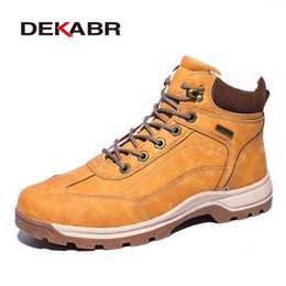 Boot Dekabr Brand Genuine Leather Autumn Winter Warm Fur Classic Snow Male Motorcycle Men Ankle High Top Men' 220805