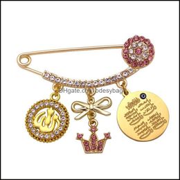Pins Brooches Jewellery Muslim Islam Allah Quran Four Q Suras Pink Baby Brooch Pin Drop Delivery 2021 Dh8Ly